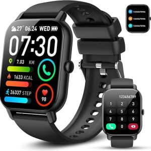 Smart Watch for Men Women (Answer/Make Call), 1.85" Ultra Large Screen Smartwatch with Heart Rate Sleep Monitor, 112 Sports Mode Fitness Watch, IP68 Waterproof Fitness Tracker for Android iOS, Black